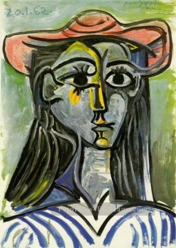 Femme au chapeau Buste 1962 Cubisme Peinture à l'huile